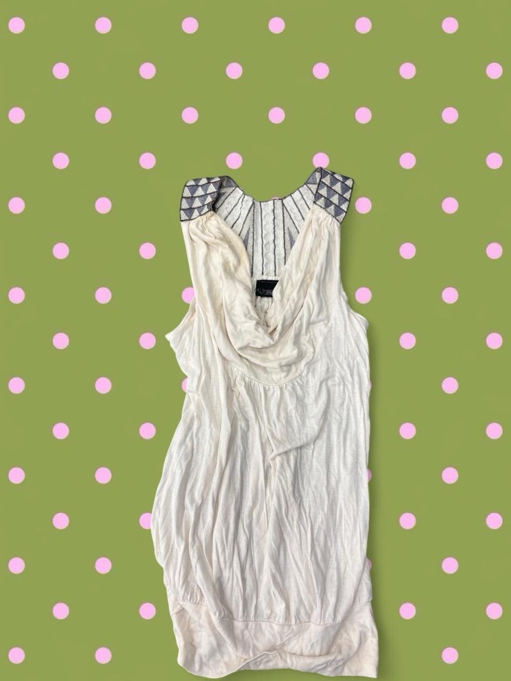 Daytrip Cream Draped Tank with Embellished Shoulders